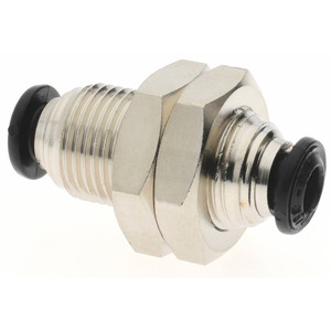 Aignep USA 4mm Outside Diam, Nickel Plated Brass Push-to-Connect Tube Bulkhead Union 250 Max psi, Tube to Tube Connection, Buna O-Ring 50050N-4 - 01489236