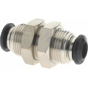 Aignep USA 6mm Outside Diam, Nickel Plated Brass Push-to-Connect Tube Bulkhead Union 250 Max psi, Tube to Tube Connection, Buna O-Ring 50050N-6 - 06219141