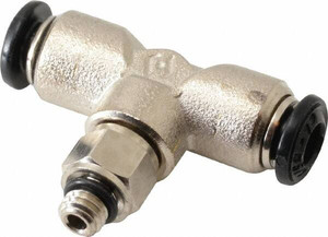 Aignep USA 4mm Outside Diam, M5 Metric, Nickel Plated Brass Push-to-Connect Tube Male Swivel Branch Tee 250 Max psi, Tube to Metric Thread Connection, Buna O-Ring 50215N-4-M5 - 63286694