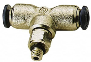 Aignep USA 1/8" Outside Diam, 10-32 UNF, Nickel Plated Brass Push-to-Connect Male Swivel Branch Tee 250 Max psi, Tube to Male UNF Connection, Buna O-Ring 88215-02-32 - 82901125