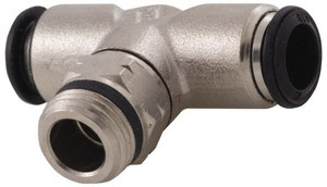 Aignep USA 3mm Outside Diam, M5 Metric, Nickel Plated Brass Push-to-Connect Tube Male Swivel Branch Tee 250 Max psi, Tube to Metric Thread Connection, Buna O-Ring 50215N-3-M5 - 53660288