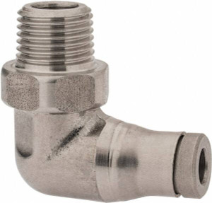 Legris 4mm Outside Diam, 1/8 BSPT, Stainless Steel Push-to-Connect Male Elbow 290 Max psi, Tube to Male BSPT Connection, FKM O-Ring 3889 04 10 - 48688949