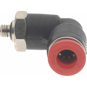 Norgren 6mm Tube OD, M5 Metric Brass Push-to-Connect Tube Male Swivel Elbow Tube to Metric Thread Connection, 150 Max psi, Nitrile O-Ring, 0 to 175°F Working Temp C02470605 - 00350884