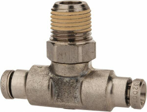 Norgren 1/8 NPTF, Nickel Plated Brass Push-to-Connect Tube Male Swivel Branch Tee 260 Max psi, Tube to Male NPT Connection 124670218 - 48789697