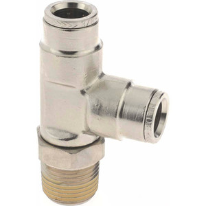 Norgren 3/8 NPTF, Nickel Plated Brass Push-to-Connect Tube Male Swivel Run Tee 260 Max psi, Tube to Male NPT Connection 124680638 - 48790380