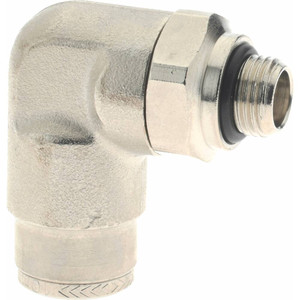 Norgren 10mm Outside Diam, 1/8 BSPP, Nickel Plated Brass Push-to-Connect Tube Male Swivel Elbow 260 Max psi, Tube to Male BSPP Connection, Nitrile O-Ring 102471018 - 08037343