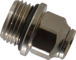 Norgren 10mm Outside Diam, 1/2 Metric, Nickel Plated Brass Push-to-Connect Tube Male Connector 260 Max psi, Tube to Metric Thread Connection, Nitrile O-Ring 102251048 - 08038952