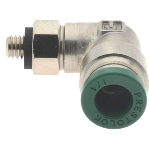Parker Hannifin 1/4" Outside Diam, 10-32 UNF, Nickel Plated Brass Push-to-Connect Tube Male Swivel Elbow 300 Max psi, Tube to Male UNF Connection, Buna-N O-Ring 169PLP-4-0 - 45408390