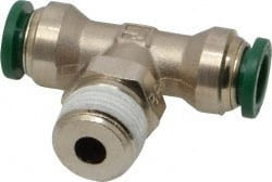 Parker Hannifin 3/8" Outside Diam, 3/8 NPTF, Nickel Plated Brass Push-to-Connect Tube Male Swivel Branch Tee 300 Max psi, Tube to Male NPT Connection, Buna-N O-Ring W172PLP-6-6 - 84424324