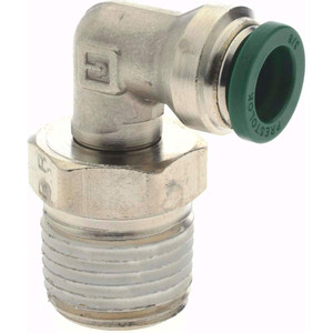 Parker Hannifin 3/8" Outside Diam, 1/2 NPTF, Nickel Plated Brass Push-to-Connect Tube Male Swivel Elbow 300 Max psi, Tube to Male NPT Connection, Buna-N O-Ring W169PLP-6-8 - 45408341