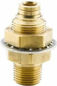 Parker Hannifin 1/2" Outside Diam, 1/2 NPTF, Brass Push-to-Connect Tube Male Bulkhead 250 Max psi, Buna-N O-Ring, Tube to Male NPT 68PTCBH-8-8 - 01468909