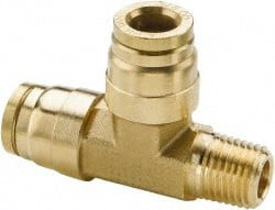 Parker Hannifin 3/16" Outside Diam, 1/8 NPT, Brass Push-to-Connect Tube Male Run Tee 250 Max psi, Tube to Male NPT Connection, Buna-N O-Ring 171PTCNS-3-2 - 70121330