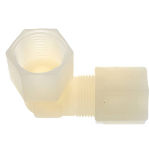 Made in USA 1/2" Tube OD, Kynar Plastic Compression Tube Female Elbow 1/2 NPT Pipe, 275°F Max, Plastic Grip 0647.066 - 32878084