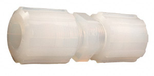 Parker Hannifin 3/8" Tube OD, PFA PVDF Plastic Compression Tube Union 212°F Max, Plastic Grip FSC-6 - 60308673