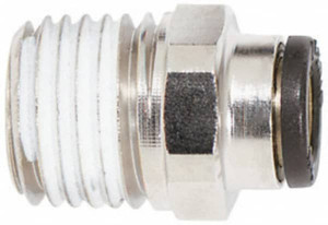 Coilhose Pneumatics 1/4" OD, 1/8 NPT, Glass Reinforced Nylon/Nickel Plated Brass Push-to-Connect Male Connector 225 Max psi, Tube to Male NPT CL680402 - 96780408