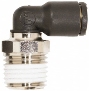 Coilhose Pneumatics 1/4" OD, 1/8 NPT, Glass Reinforced Nylon/Nickel Plated Brass Push-to-Connect Male Swivel Elbow 225 Max psi, Tube to Male NPT CL690402S - 98443716