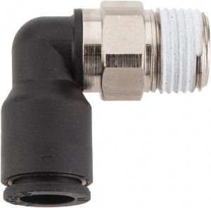 Legris 1/4" OD, 1/8 NPT, Nylon/Nickel Plated Brass Push-to-Connect Male Elbow 290 Max psi KP23839 - 48619001