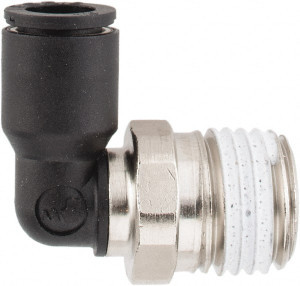 Legris 1/4" OD, 1/4 NPT, Nylon/Nickel Plated Brass Push-to-Connect Male Elbow 290 Max psi KP23840 - 48619043
