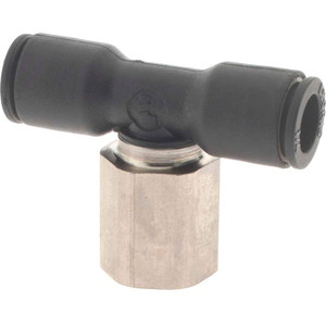 Legris 1/4" OD, 1/8 NPT, Nylon/Nickel Plated Brass Push-to-Connect Female Branch Tee 290 Max psi 3008 56 11 - 48620801