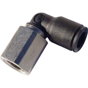 Legris Plastic Push-To-Connect Tube Fittings, Type: Female Elbow, Tube Outside Diameter (mm): 6, Maximum Working Pressure (psi): 290.00, Material: Glass Reinforced Nylon/Nickel Plated Brass, Thread Size: 0.125, Thread Type: BSPP 3192 06 10 - 20100871