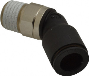 Legris 3/8" OD, 1/4 NPT, Nylon/Nickel Plated Brass Push-to-Connect Male Elbow 45° 290 Max psi 3113 60 14 - 86767944