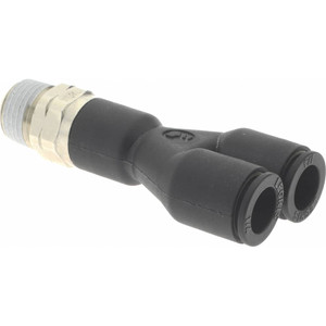 Legris 1/4" OD, 1/8 NPT, Nylon/Nickel Plated Brass Push-to-Connect Male Y Connector 290 Max psi 3148 56 11 - 06475685