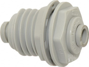 Parker Hannifin 1/4" Outside Diam, Acetal Push-to-Connect Tube Bulkhead Union 300 Max psi, Tan A4BU4-MG - 71884928