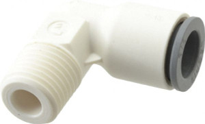 Parker Hannifin 3/8" OD, 1/4 NPTF, Bio-Sourced Nylon 11 Push-to-Connect Male Elbow 190 Max psi, White 6579 60 14WP2 - 72338932
