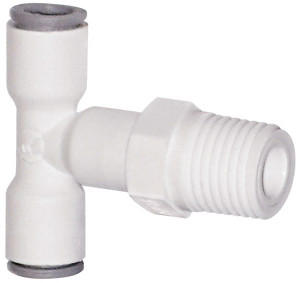 Parker Hannifin 1/4 1/8 NPTF Bio-Sourced Nylon 11 Push-to-Connect Male Swivel Branch Tee Tube Fitting 230 Max psi, White, FDA, NSF-51 & NSF-61 6508 56 11WP2 - 72338692