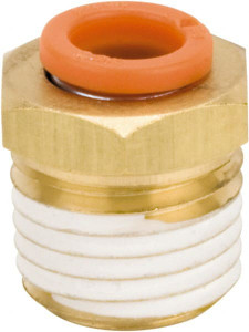 SMC Pneumatics 3/8" OD, 3/8 NPT, Brass/Polybutylene Push-to-Connect Male Connector 145 Max psi KQ2H11-36AS - 51433670