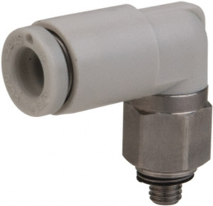 SMC Pneumatics 6mm OD, M5x0.8 Metric, Brass/Polybutylene Push-to-Connect Male Elbow 145 Max psi KQ2L06-M5N - 30827752