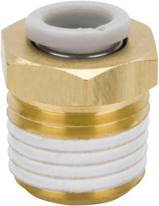 SMC Pneumatics 12mm OD, 1/4 BSPT, Brass/Polybutylene Push-to-Connect Male Connector 145 Max psi KQ2H12-02AS - 51434140