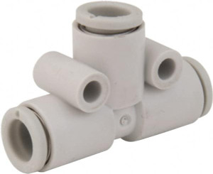 SMC Pneumatics 6mm OD, Brass/Polybutylene Push-to-Connect Union Tee 145 Max psi KQ2T06-00A - 43406313