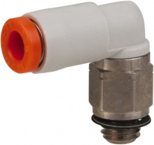 SMC Pneumatics 1/4" OD, 10-32 UNF, Brass/Polybutylene Push-to-Connect Male Elbow 145 Max psi KQ2L07-32N - 50921030
