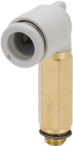 SMC Pneumatics 6mm Outside Diam, M5 x 0.8 Metric, Brass/Polybutylene Push-to-Connect Tube Extended Male Elbow 145 Max psi KQ2W06-M5A - 51437101