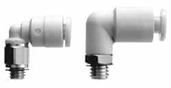 SMC Pneumatics 1/2" OD, 1/2 Universal, Brass/Polybutylene Push-to-Connect Male Elbow 145 Max psi, White KQ2L13-U04A - 04411062