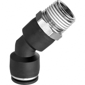 USA Sealing 5/32" OD, NPT Male, Nylon Push-to-Connect Male Elbow 45° 150 Max psi, Black ZUSA-TF-PTC-401 - 19901677