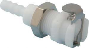 CPC Colder Products 1/8" Nominal Flow, 3/16" ID, Female, Panel Mount Hose Barb-Female Socket 120 Max psi, -40 to 180°F, Acetal Coupling, Buna-N O-Ring PMCD1603NA - 48609739