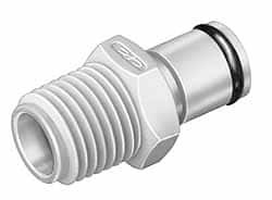 CPC Colder Products 1/8" Nominal Flow, 1/8 BSPT Thread, Male, Inline Threaded-Male Plug 120 Max psi, -40 to 180°F, Acetal Coupling, Buna-N O-Ring PMC2402BSPT - 48735385