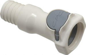 CPC Colder Products 3/8" Nominal Flow, 3/4" ID, Female, Inline Hose Barb-Female Socket 125 Max psi, -40 to 280°F, Polysulfone Coupling, EPDM O-Ring HFCD171235 - 48734073