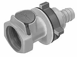 CPC Colder Products 3/8" Nominal Flow, 1/2" ID, Female, Panel Mount Hose Barb-Female Socket 60 Max psi, 32 to 230°F, Polypropylene Coupling, EPDM O-Ring HFC16812NA - 48732440