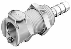 CPC Colder Products 1/4" Nominal Flow, 1/4" ID, Female, Panel Mount Hose Barb-Female Socket 120 Max psi, 32 to 160°F, Polypropylene Coupling, EPDM O-Ring PLCD1600412NA - 48731665