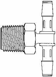 Made in USA 1/4b Barb, 3/4b NPT Thread Nylon Tee Fitting Black T12-4BN - 48714307