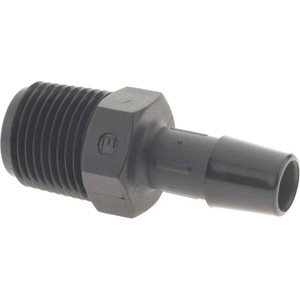 Made in USA 3/8" Barb, 3/8 NPT, Nylon Single Barbed Tube Adapter Male, Black A6-6BN - 48712400