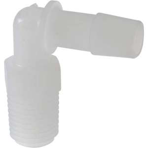 Made in USA 3/8" Barb, 1/4 NPT, Kynar Single Barbed Tube Elbow Male, Natural (Color) L4-6NK - 48729560
