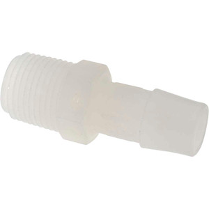 Made in USA 1/2" Barb, 3/8 NPT, Kynar Single Barbed Tube Adapter Male, Natural (Color) A6-8NK - 48728422