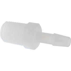 Made in USA 1/4" Barb, 1/4 NPT, Kynar Single Barbed Tube Adapter Male, Natural (Color) A4-4NK - 48728323
