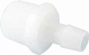 Made in USA 1/2" Barb, 3/4 NPT, Kynar Single Barbed Tube Adapter Male, Natural (Color) A12-8NK - 48728562