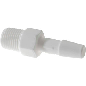 Made in USA 1/4" Barb, 1/8 NPT, Polypropylene Single Barbed Tube Adapter Male, White A2-4WP - 48724280
