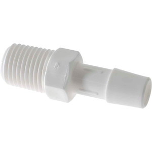 Made in USA 3/8" Barb, 1/4 NPT, Polypropylene Single Barbed Tube Adapter Male, White A4-6WP - 48724348